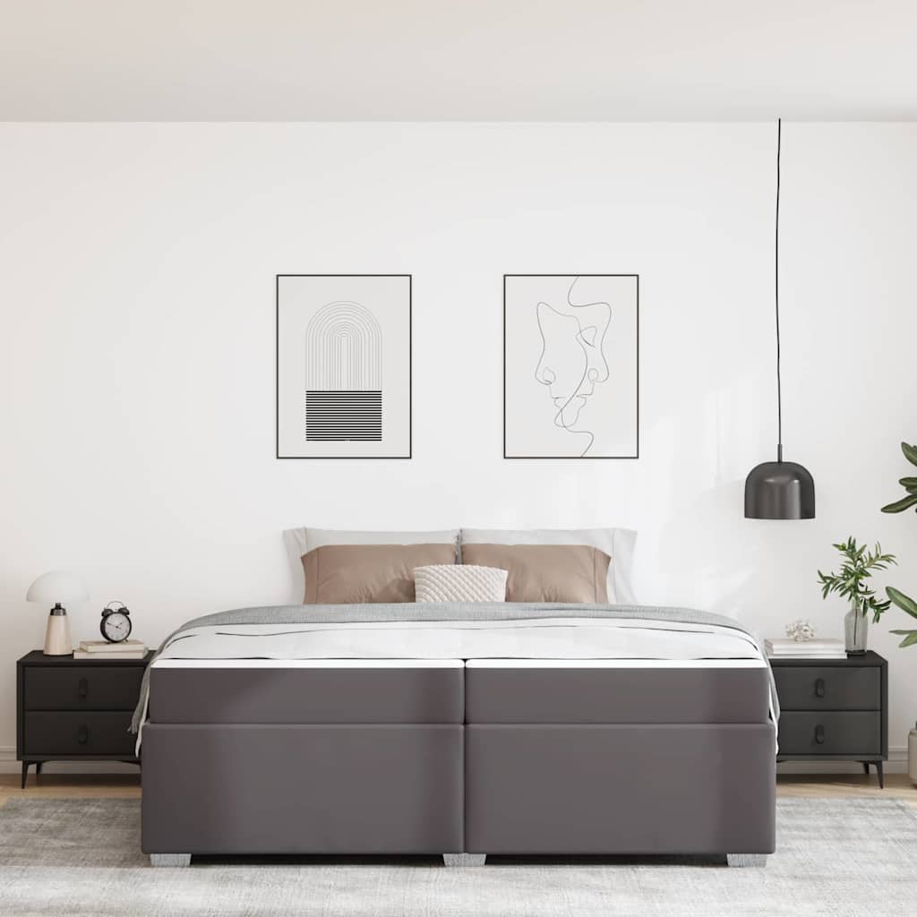vidaXL Ramka łóżka z materacem Szary 200 x 200 cm tkanina
