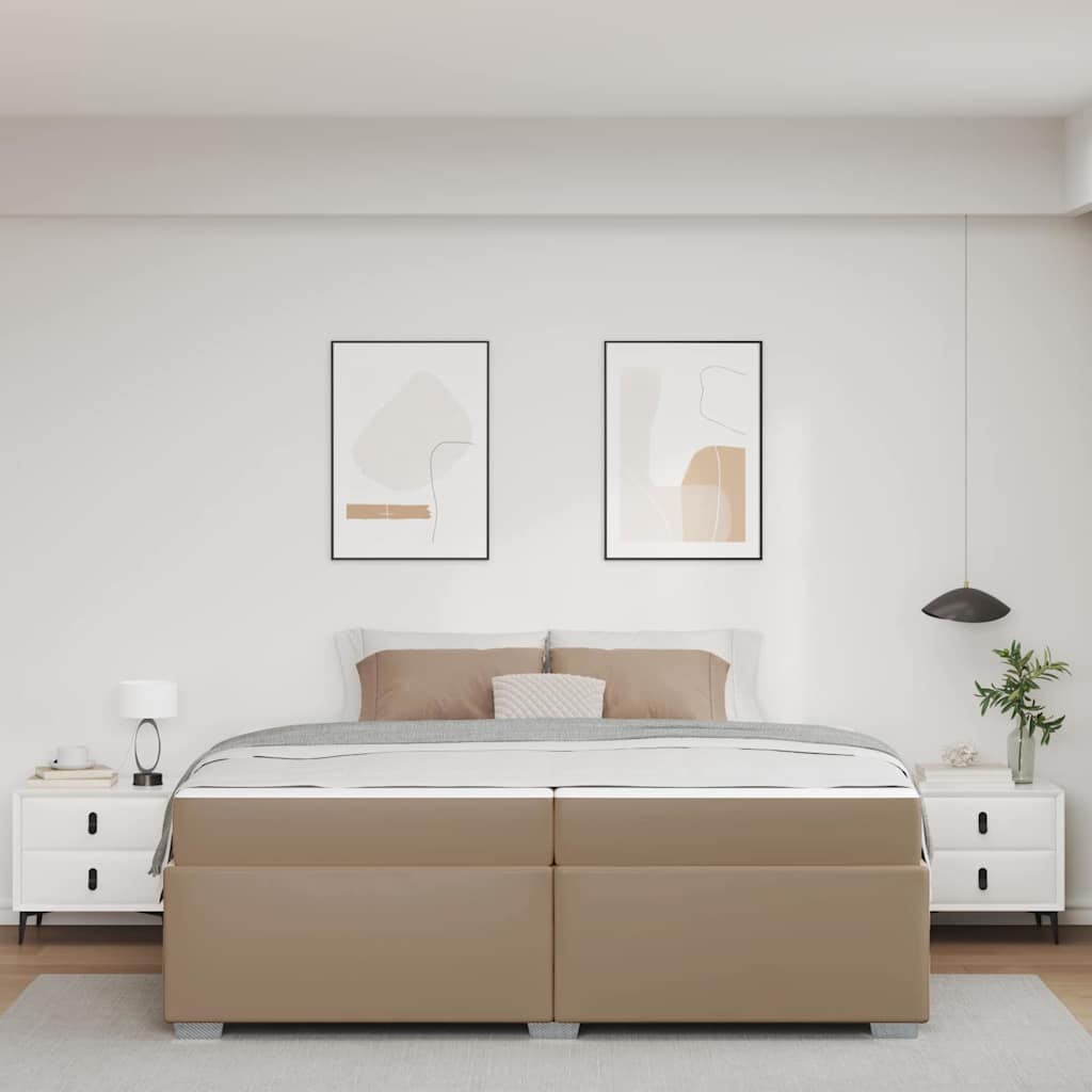 vidaXL Ramka łóżka Cappuccino 200 x 200 cm PVC