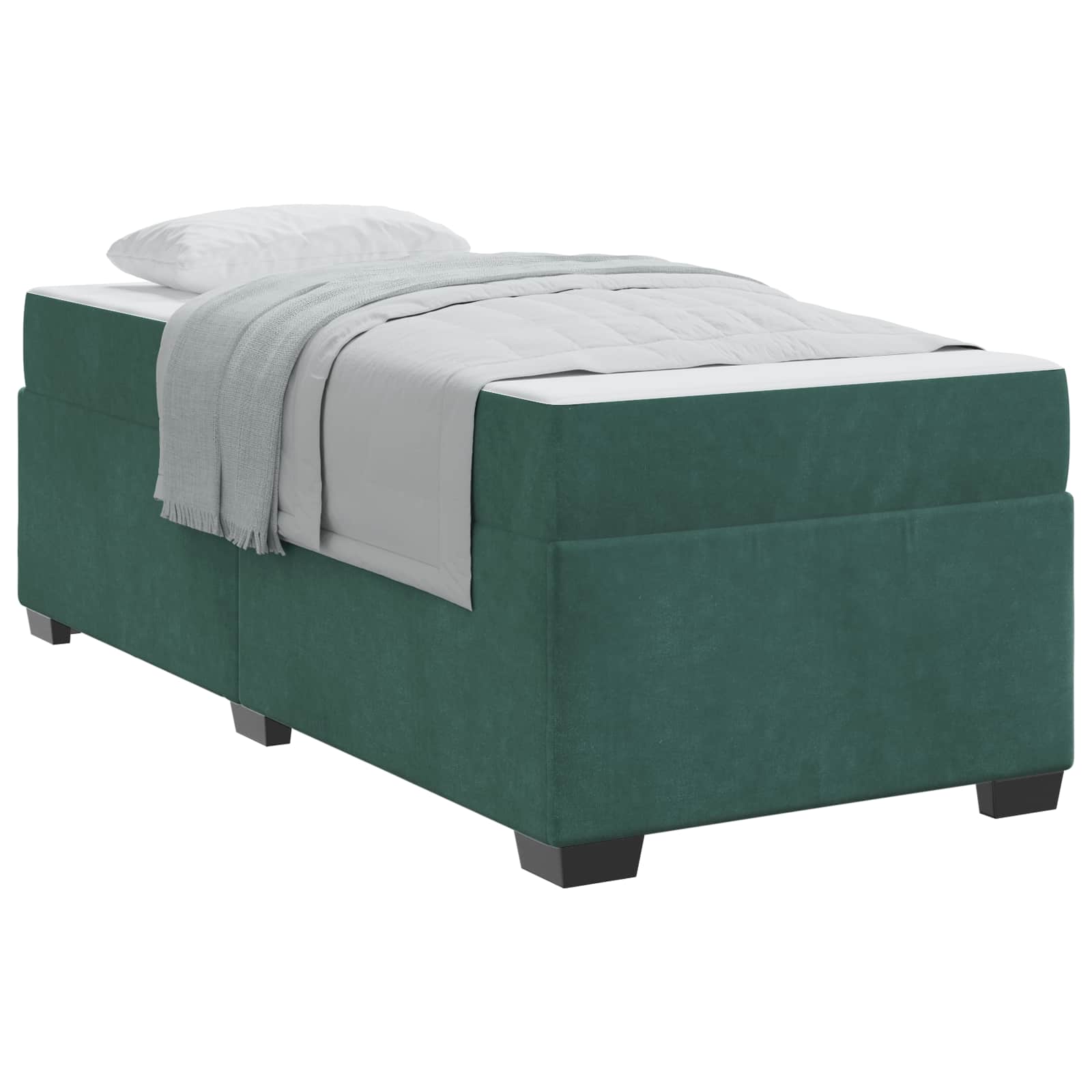 vidaXL Ramka łóżka z materacem Ciemna zieleń 80 x 200 cm tkanina
