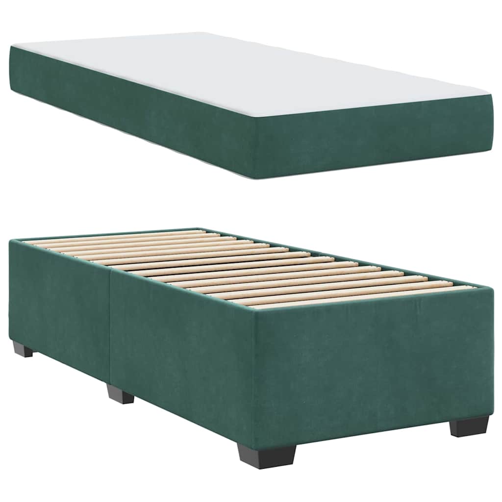 vidaXL Ramka łóżka z materacem Ciemna zieleń 80 x 200 cm tkanina