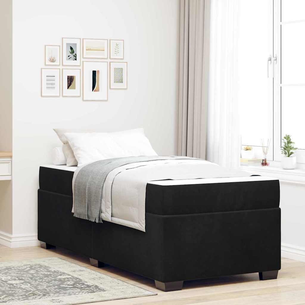 vidaXL Ramka łóżka z materacem Czarny 90 x 190 cm tkanina