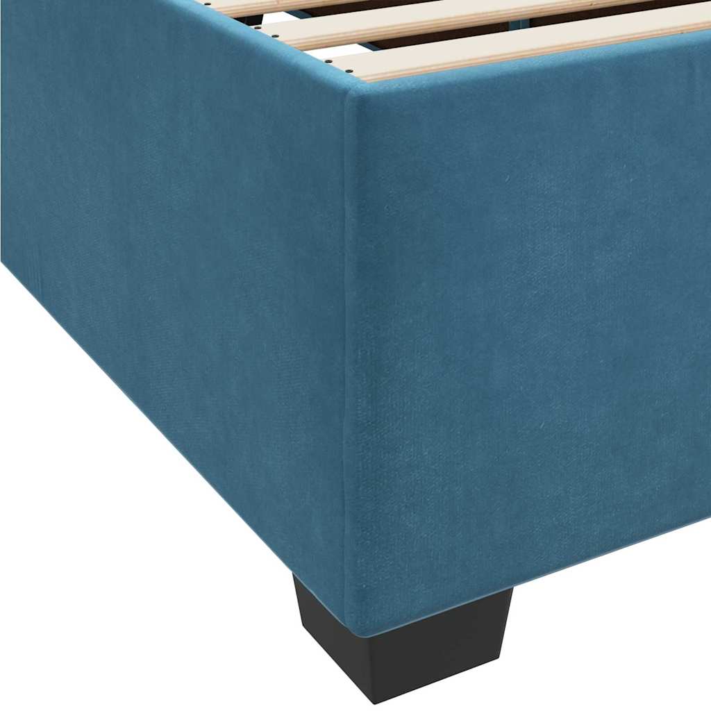 vidaXL Ramka łóżka z materacem Ciemnoniebieski 90 x 190 cm tkanina