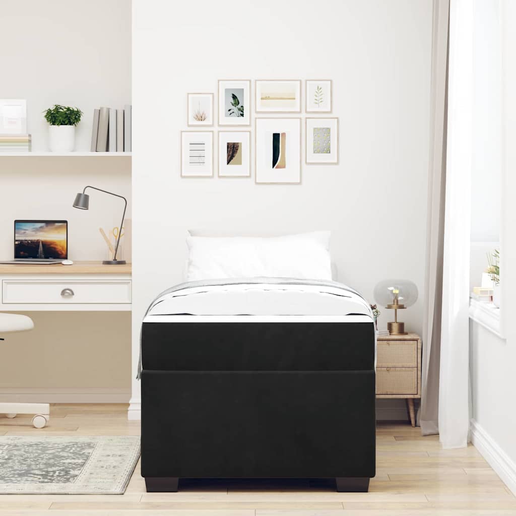 vidaXL Ramka łóżka z materacem Czarny 90 x 200 cm tkanina