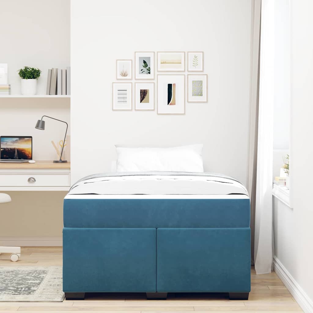 vidaXL Ramka łóżka z materacem Ciemnoniebieski 120 x 190 cm tkanina