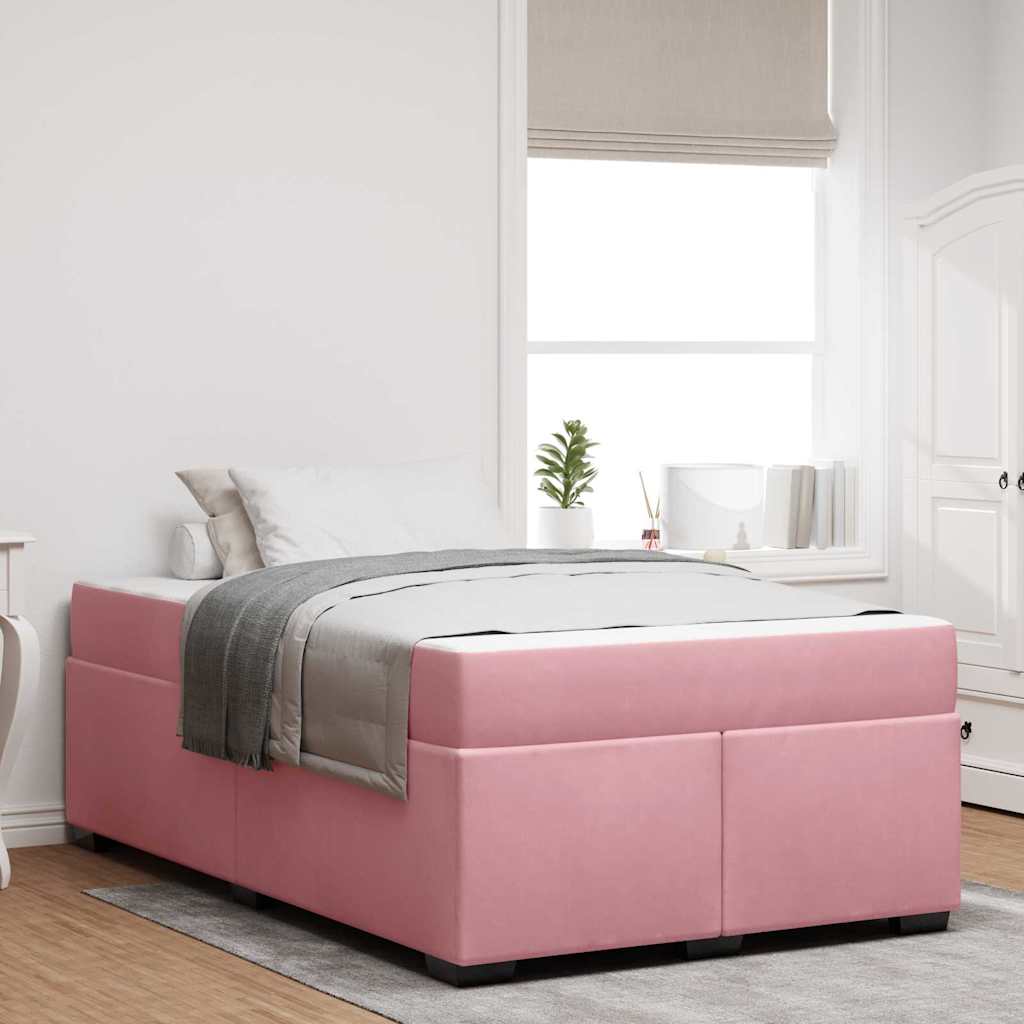 vidaXL Ramka łóżka z materacem Różowy 120 x 190 cm tkanina