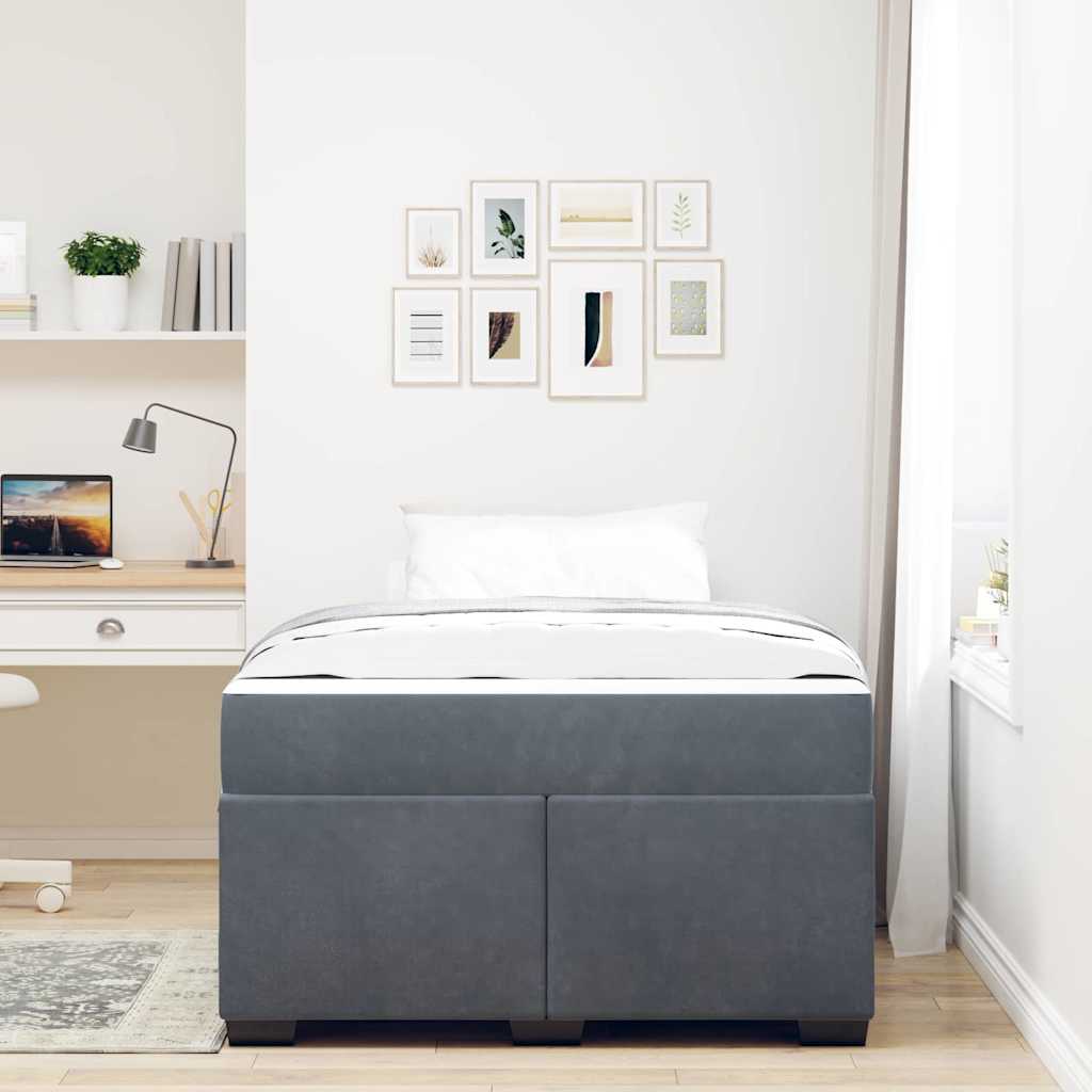 vidaXL Ramka łóżka z materacem Ciemnoszary 120 x 200 cm tkanina