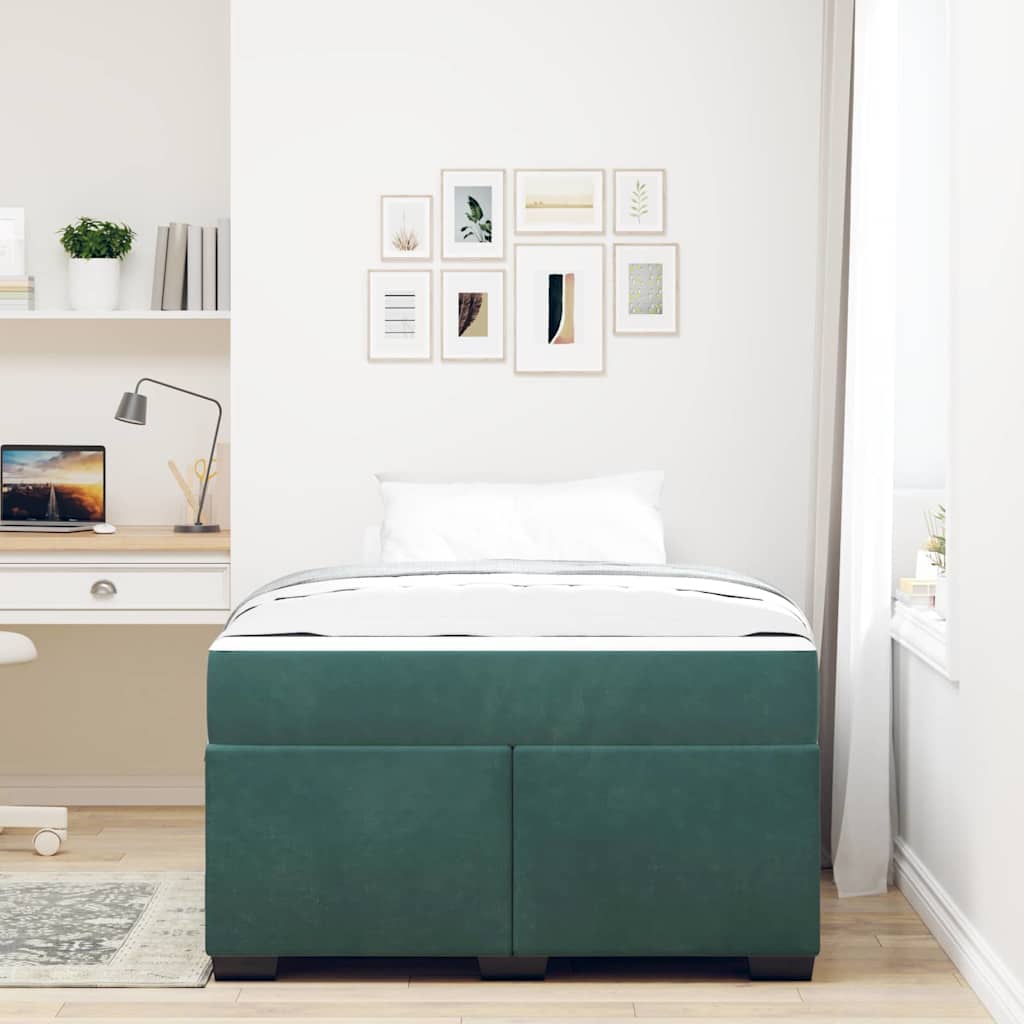 vidaXL Ramka łóżka z materacem Ciemna zieleń 120 x 200 cm tkanina