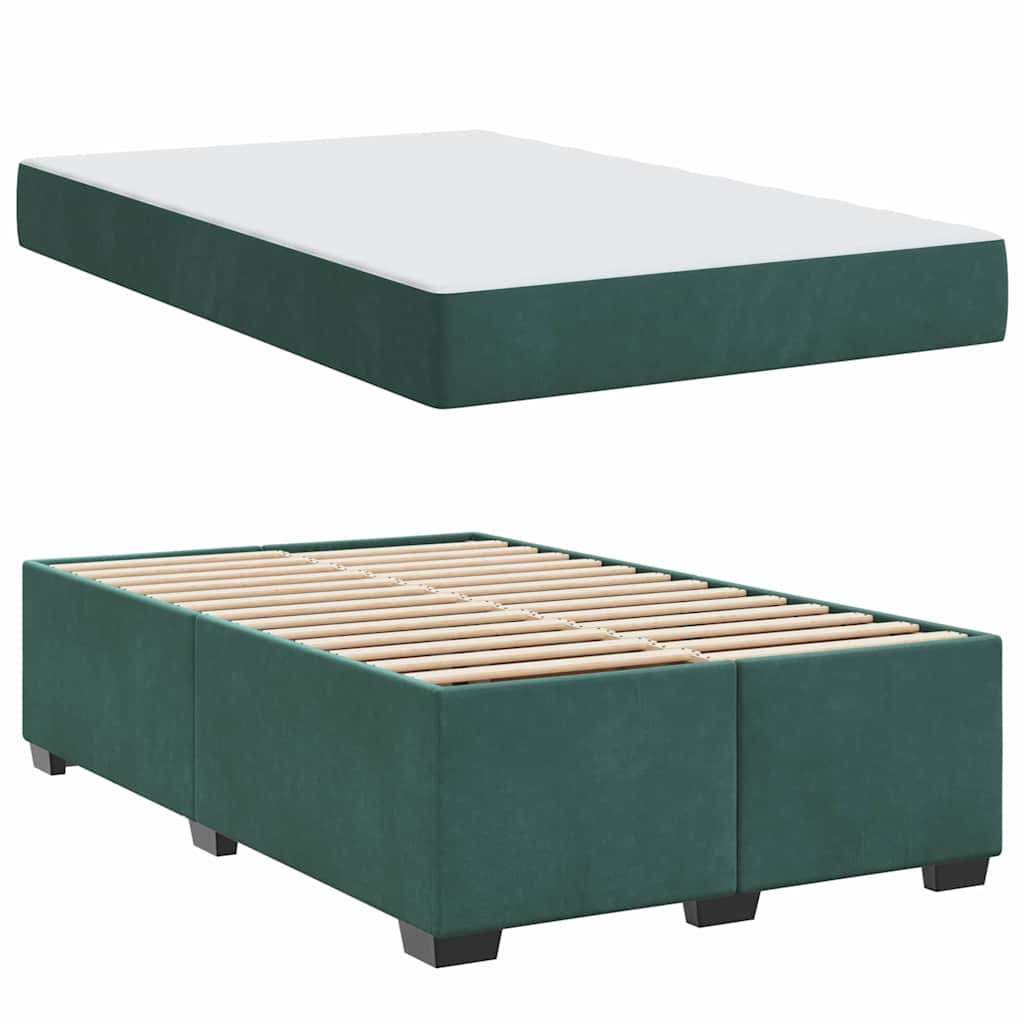 vidaXL Ramka łóżka z materacem Ciemna zieleń 120 x 200 cm tkanina