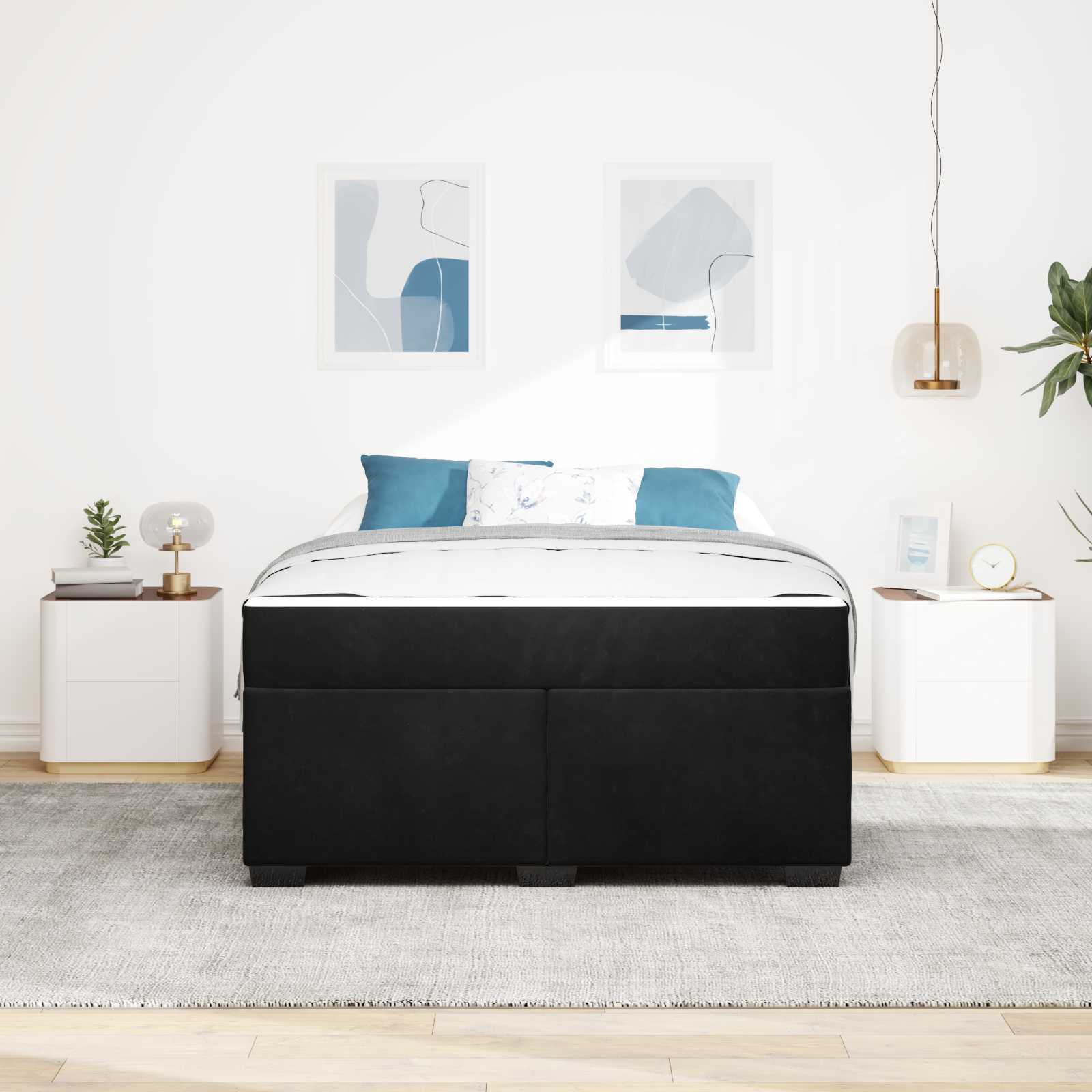 vidaXL Ramka łóżka z materacem Czarny 140 x 200 cm tkanina