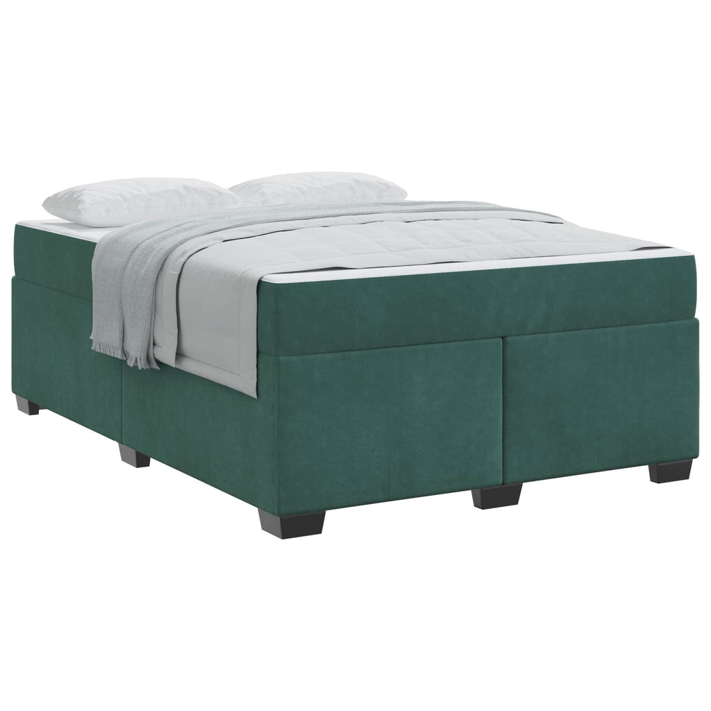 vidaXL Ramka łóżka z materacem Ciemna zieleń 140 x 200 cm tkanina