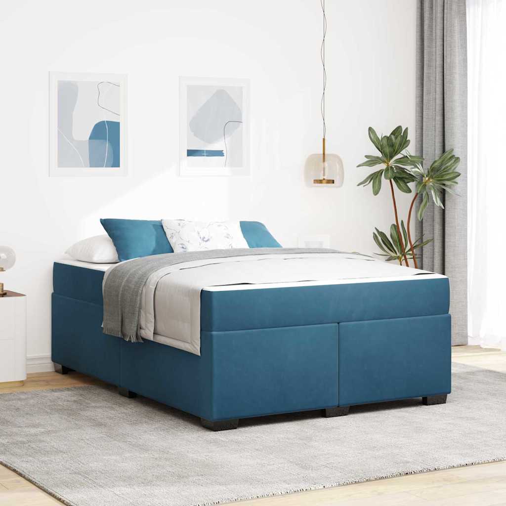 vidaXL Ramka łóżka z materacem Ciemnoniebieski 140 x 200 cm tkanina