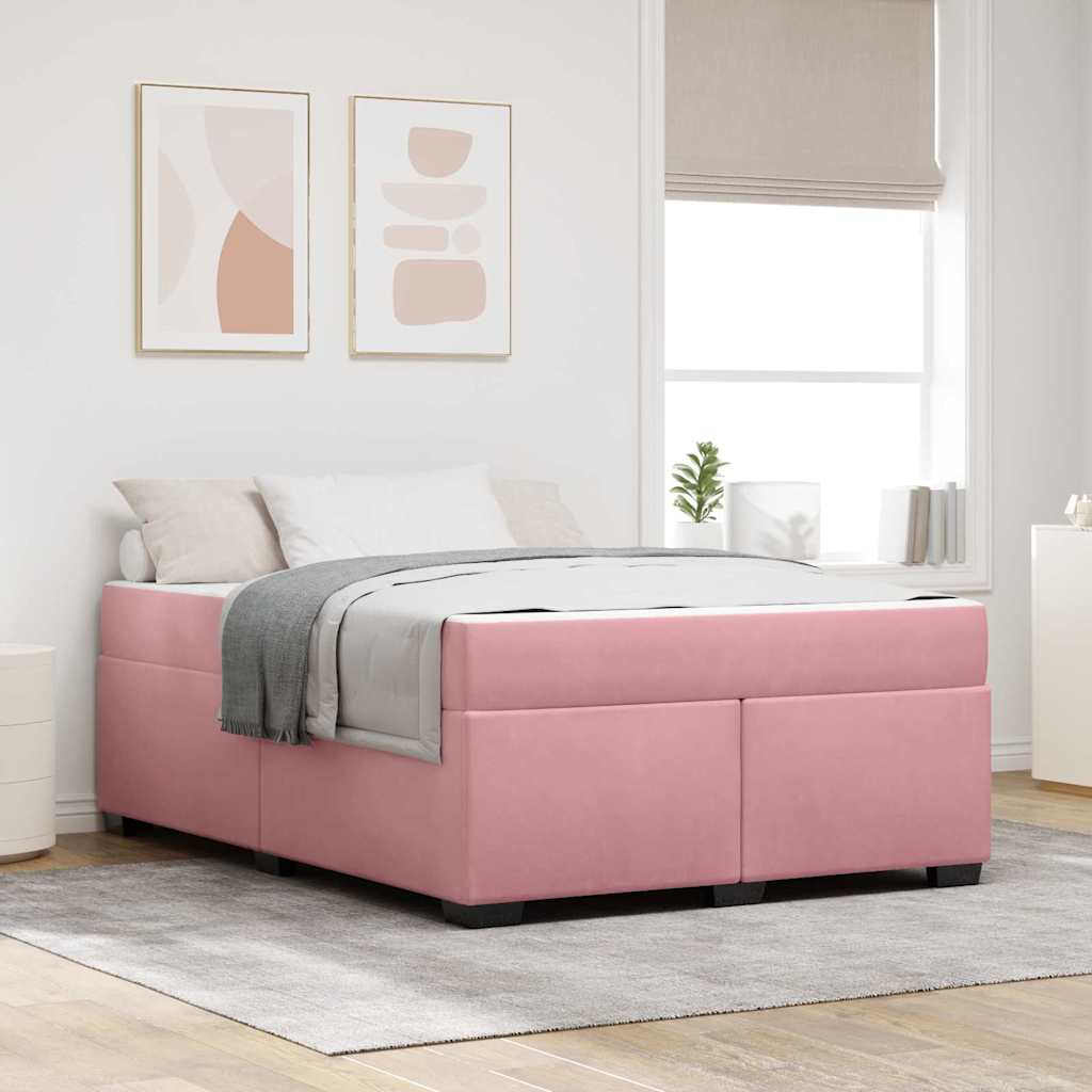 vidaXL Ramka łóżka z materacem Różowy 160 x 200 cm tkanina