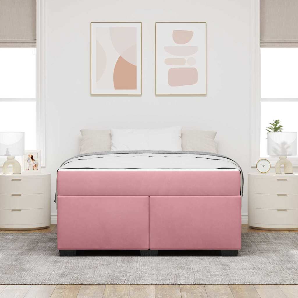 vidaXL Ramka łóżka z materacem Różowy 160 x 200 cm tkanina