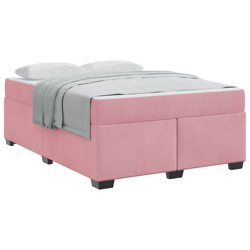 vidaXL Ramka łóżka z materacem Różowy 160 x 200 cm tkanina