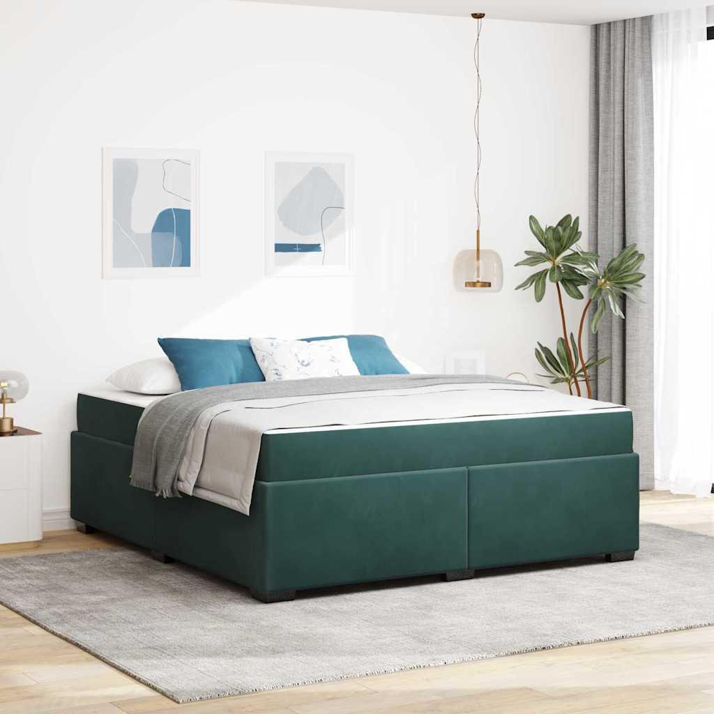 vidaXL Ramka łóżka z materacem Ciemna zieleń 180 x 200 cm tkanina