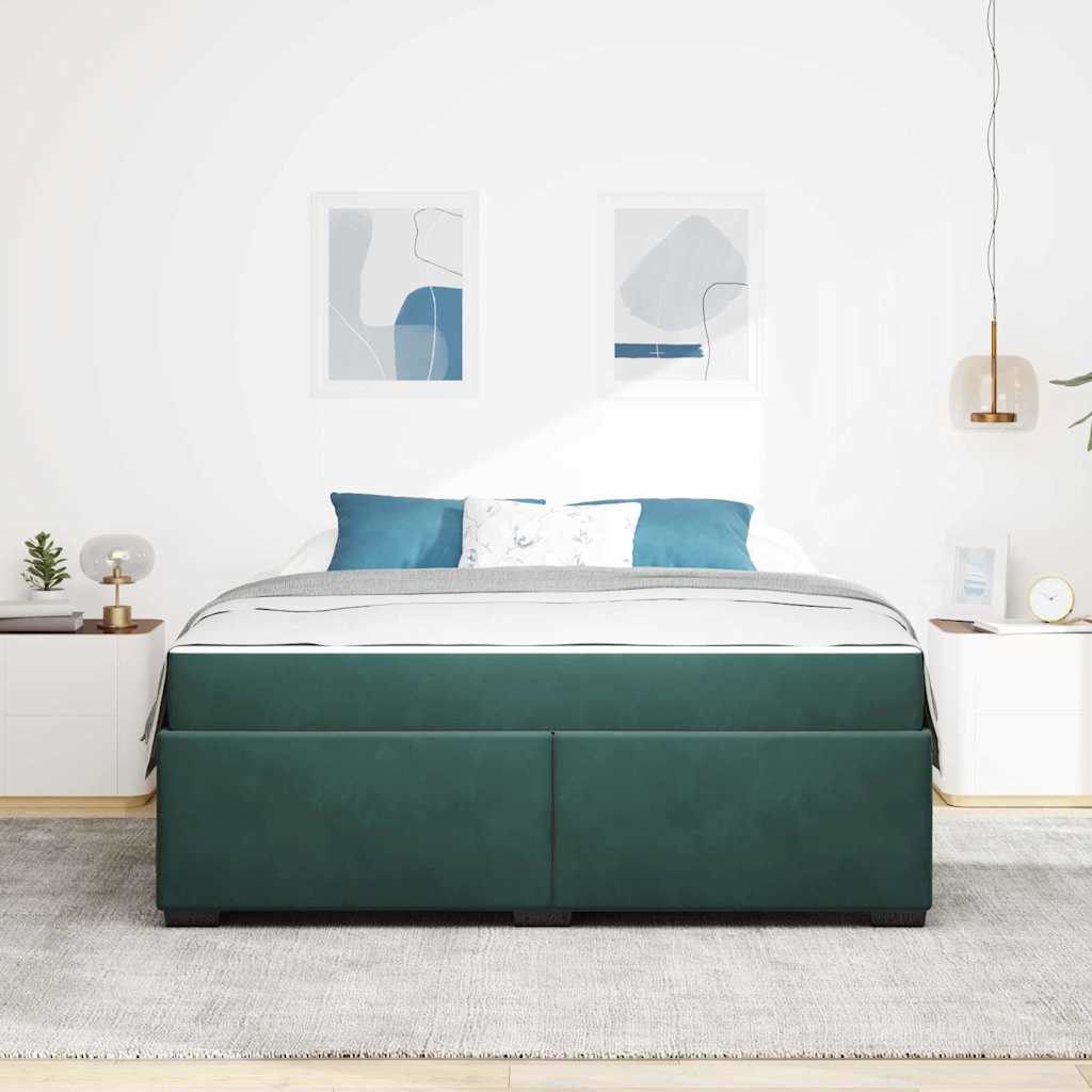 vidaXL Ramka łóżka z materacem Ciemna zieleń 180 x 200 cm tkanina