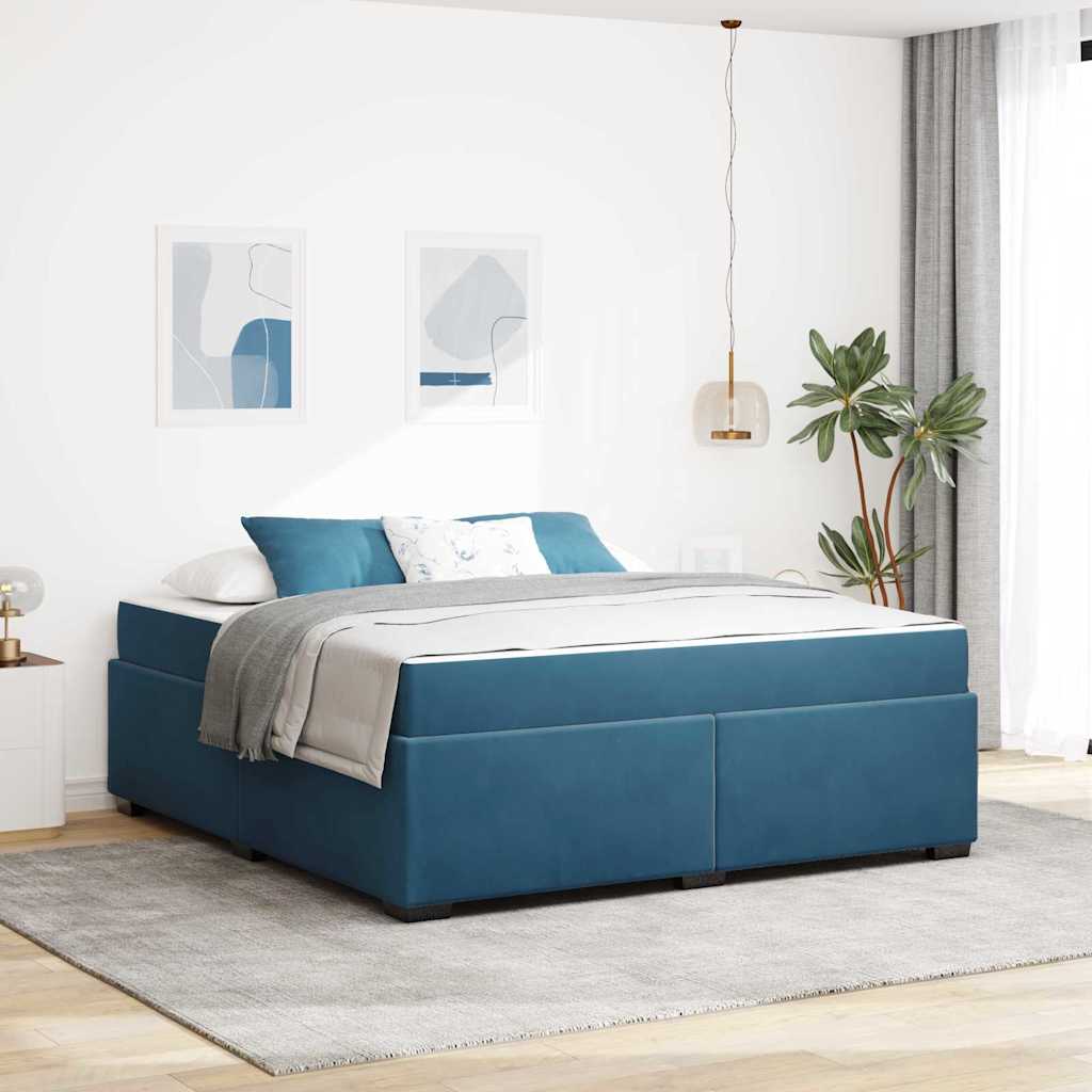 vidaXL Ramka łóżka z materacem Ciemnoniebieski 180 x 200 cm tkanina