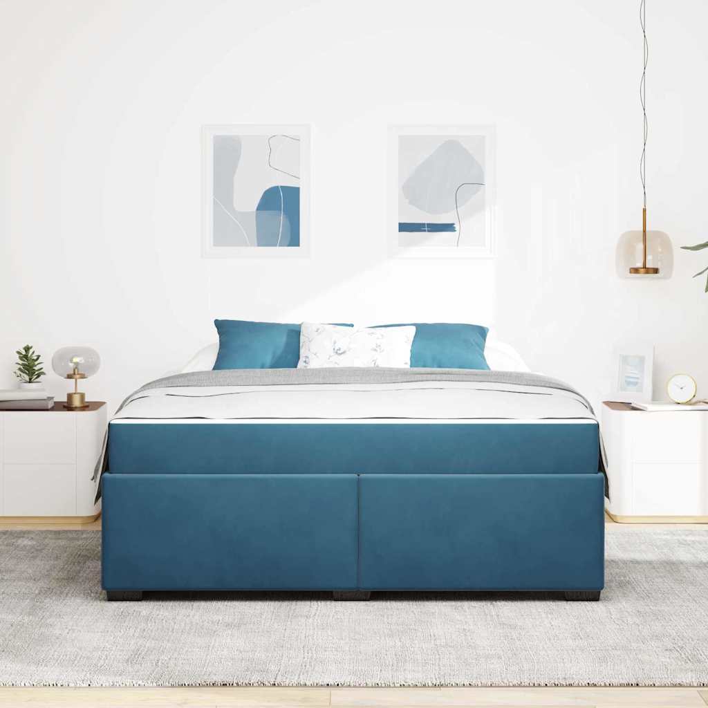 vidaXL Ramka łóżka z materacem Ciemnoniebieski 180 x 200 cm tkanina