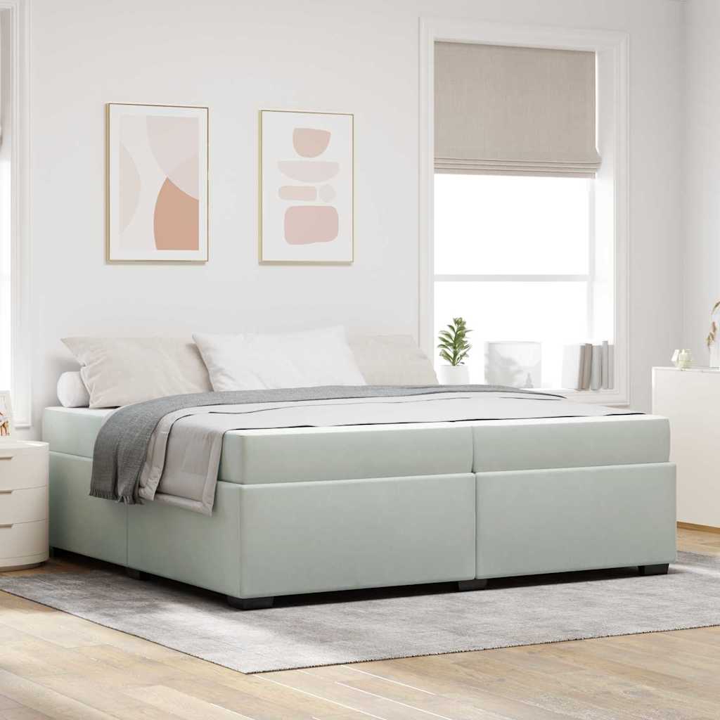 vidaXL Ramka łóżka z materacem Jasnoszary 200 x 200 cm tkanina