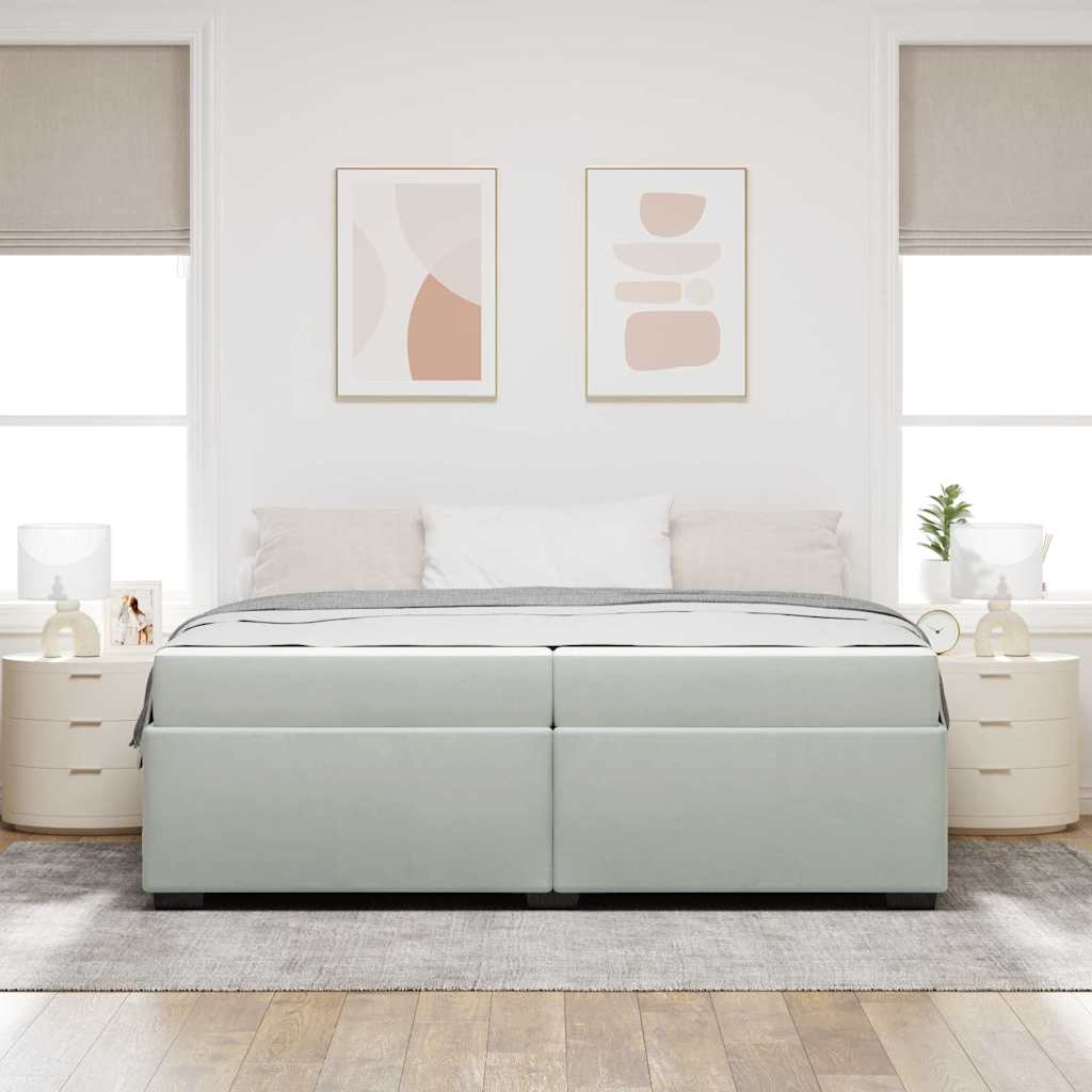 vidaXL Ramka łóżka z materacem Jasnoszary 200 x 200 cm tkanina