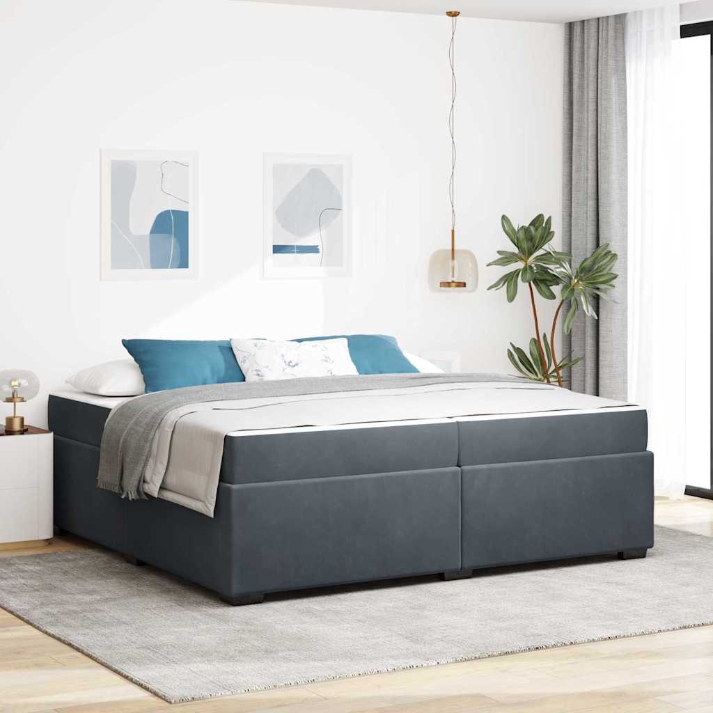 vidaXL Ramka łóżka z materacem Ciemnoszary 200 x 200 cm tkanina