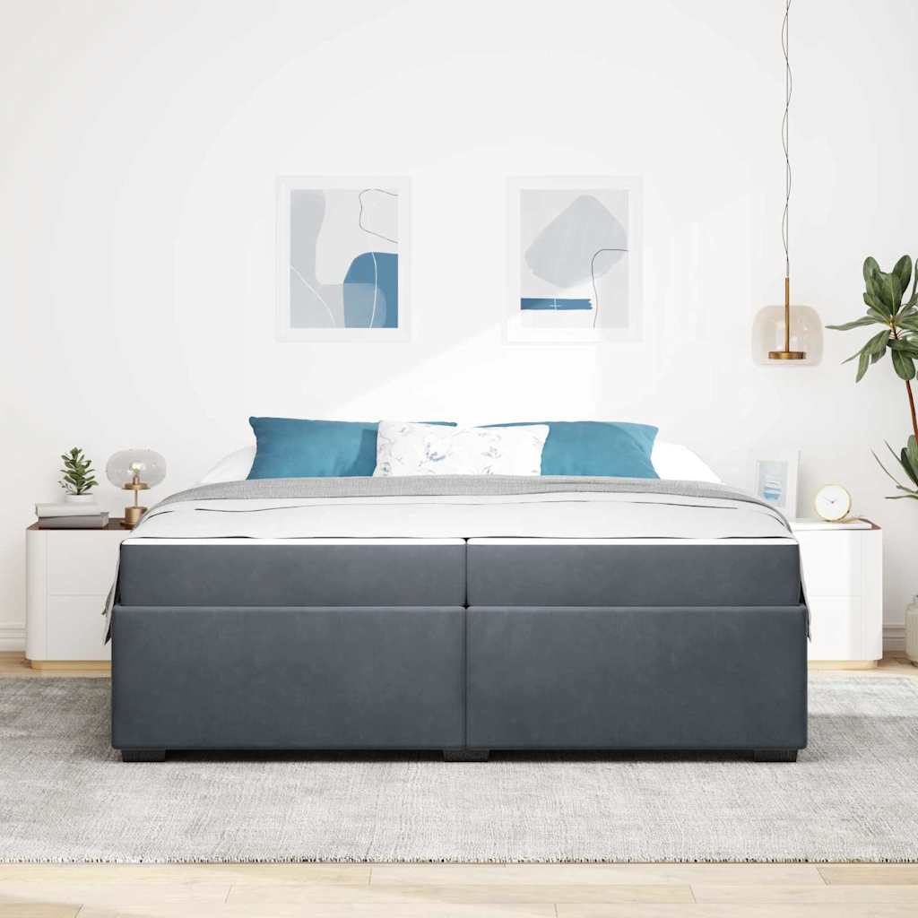 vidaXL Ramka łóżka z materacem Ciemnoszary 200 x 200 cm tkanina