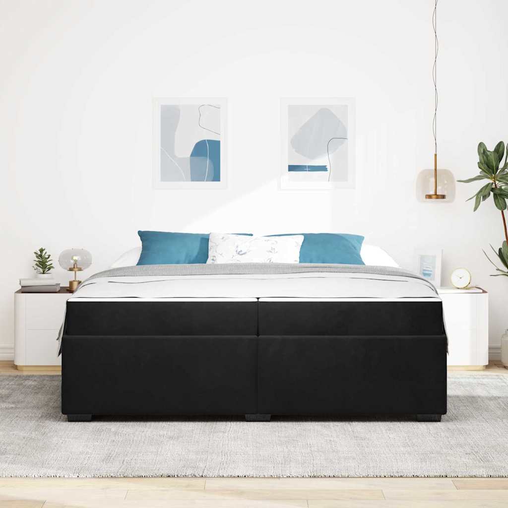 vidaXL Ramka łóżka z materacem Czarny 200 x 200 cm tkanina