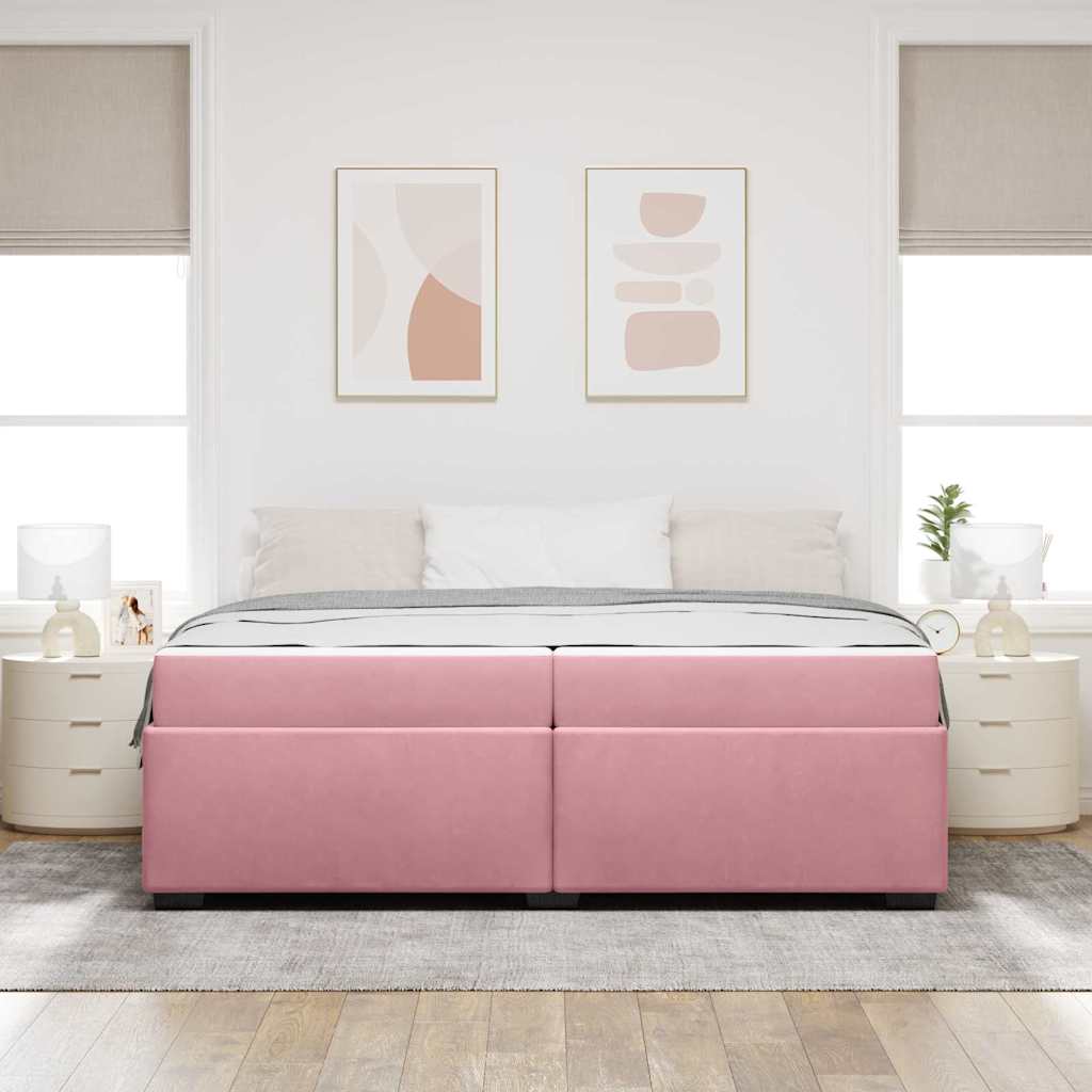 vidaXL Ramka łóżka z materacem Różowy 200 x 200 cm tkanina