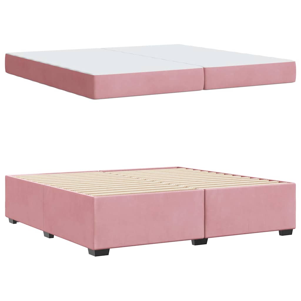 vidaXL Ramka łóżka z materacem Różowy 200 x 200 cm tkanina