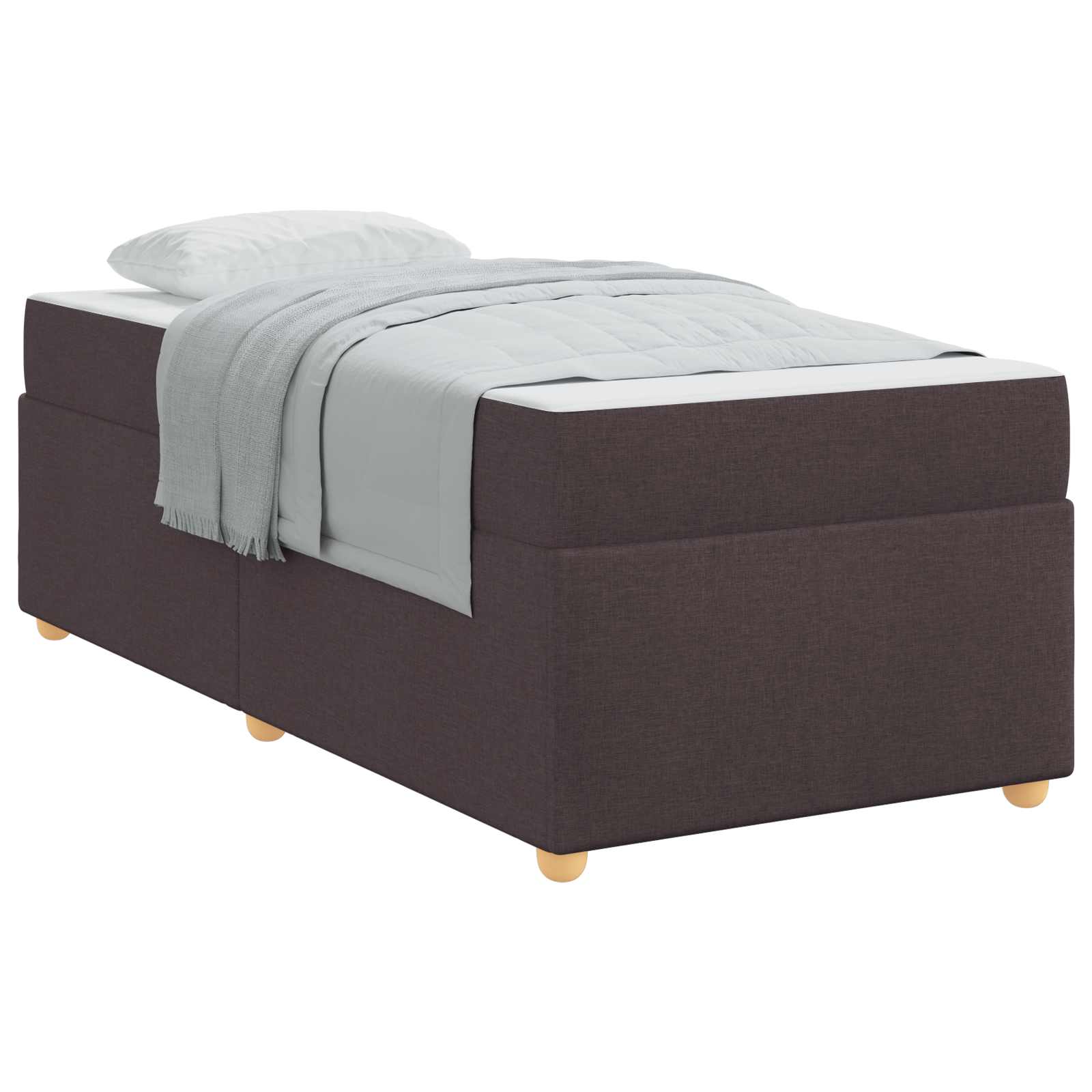 vidaXL Ramka łóżka z materacem Ciemny brąz 90 x 190 cm tkanina