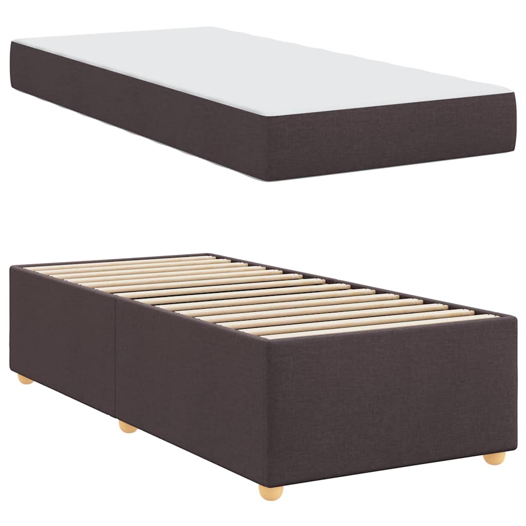 vidaXL Ramka łóżka z materacem Ciemny brąz 90 x 190 cm tkanina