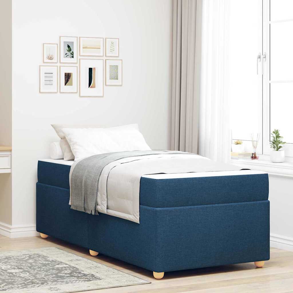 vidaXL Ramka łóżka z materacem Niebieski 90 x 200 cm tkanina