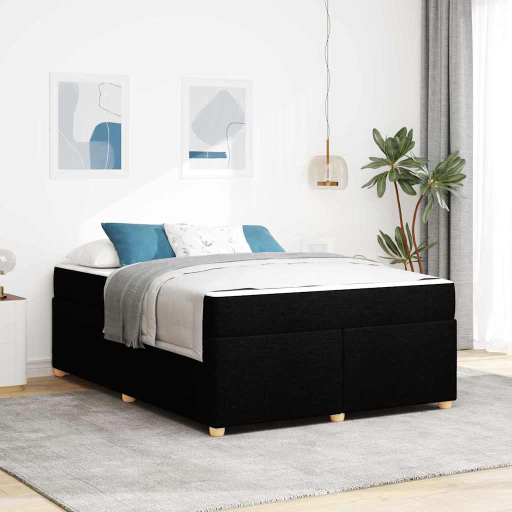 vidaXL Ramka łóżka z materacem Czarny 140 x 200 cm tkanina