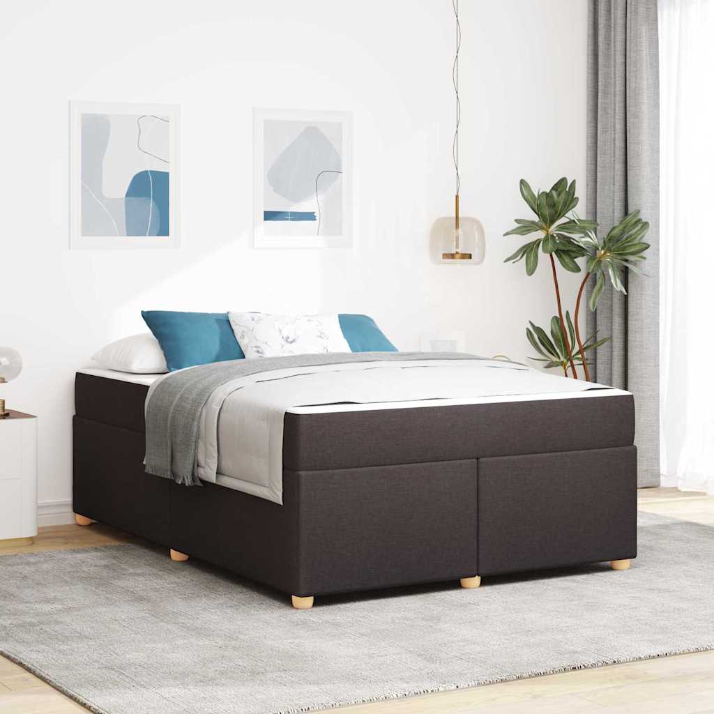 vidaXL Ramka łóżka z materacem Ciemny brąz 140 x 200 cm tkanina