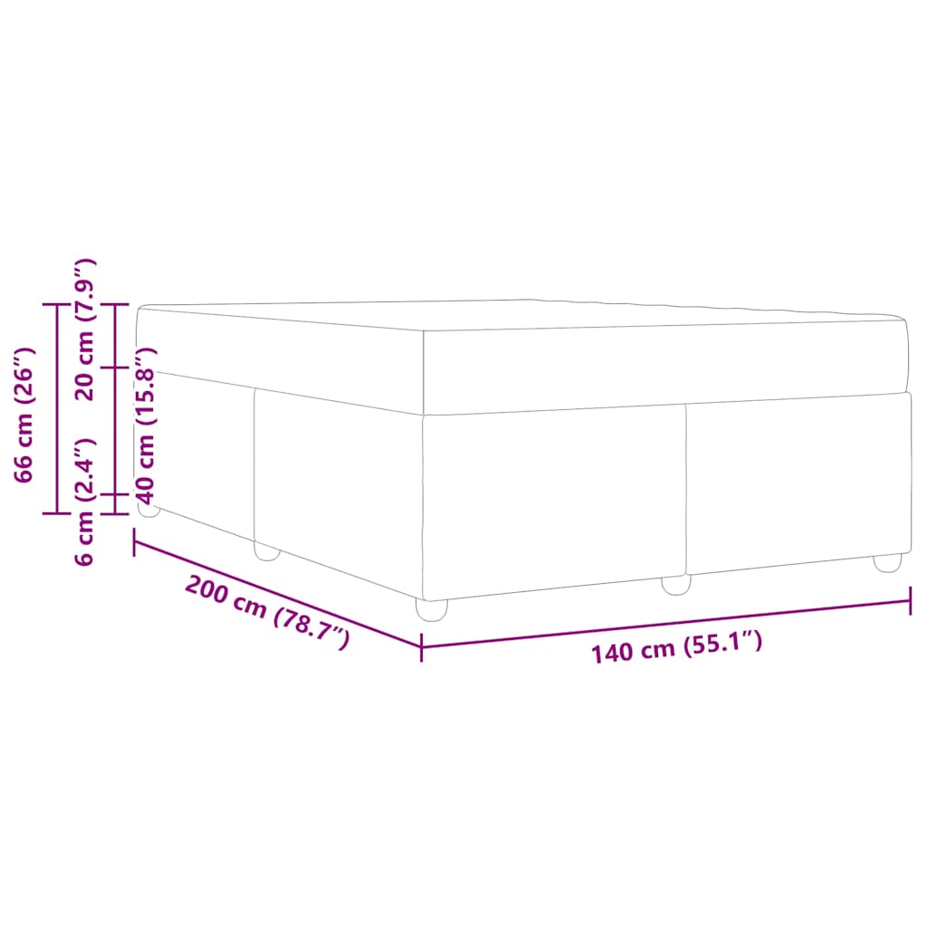 vidaXL Ramka łóżka z materacem Ciemny brąz 140 x 200 cm tkanina