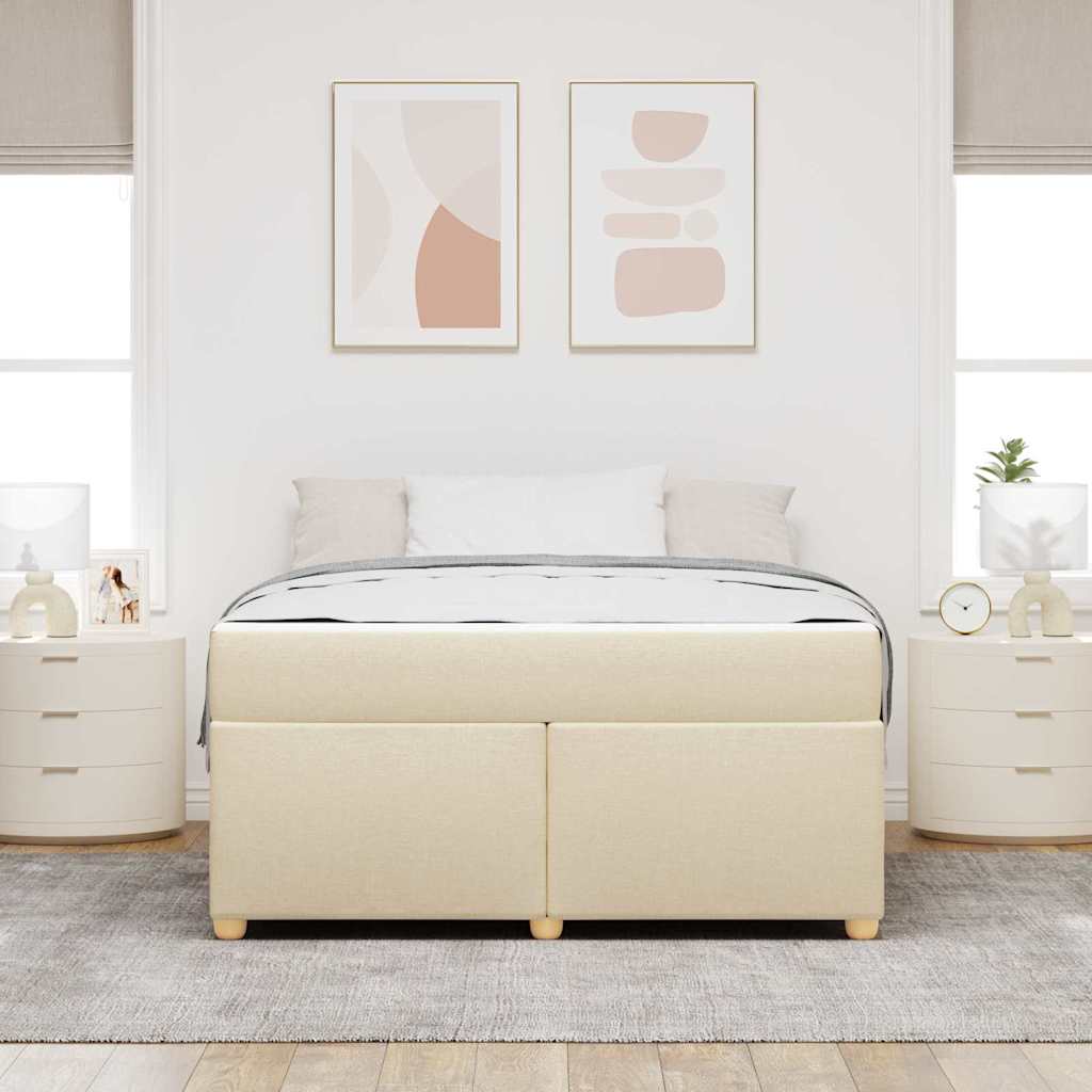 vidaXL Ramka łóżka z materacem Kremowy 140 x 200 cm tkanina