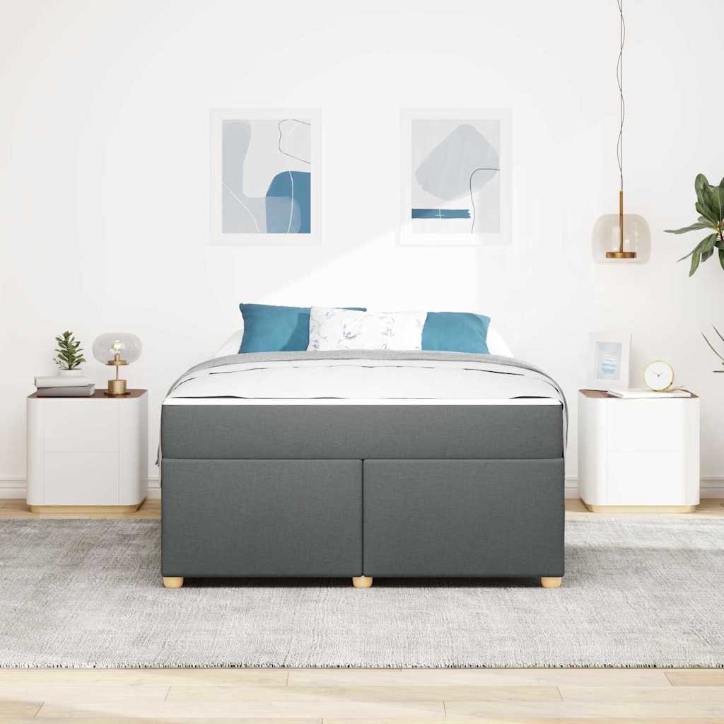 vidaXL Ramka łóżka z materacem Ciemnoszary 160 x 200 cm tkanina