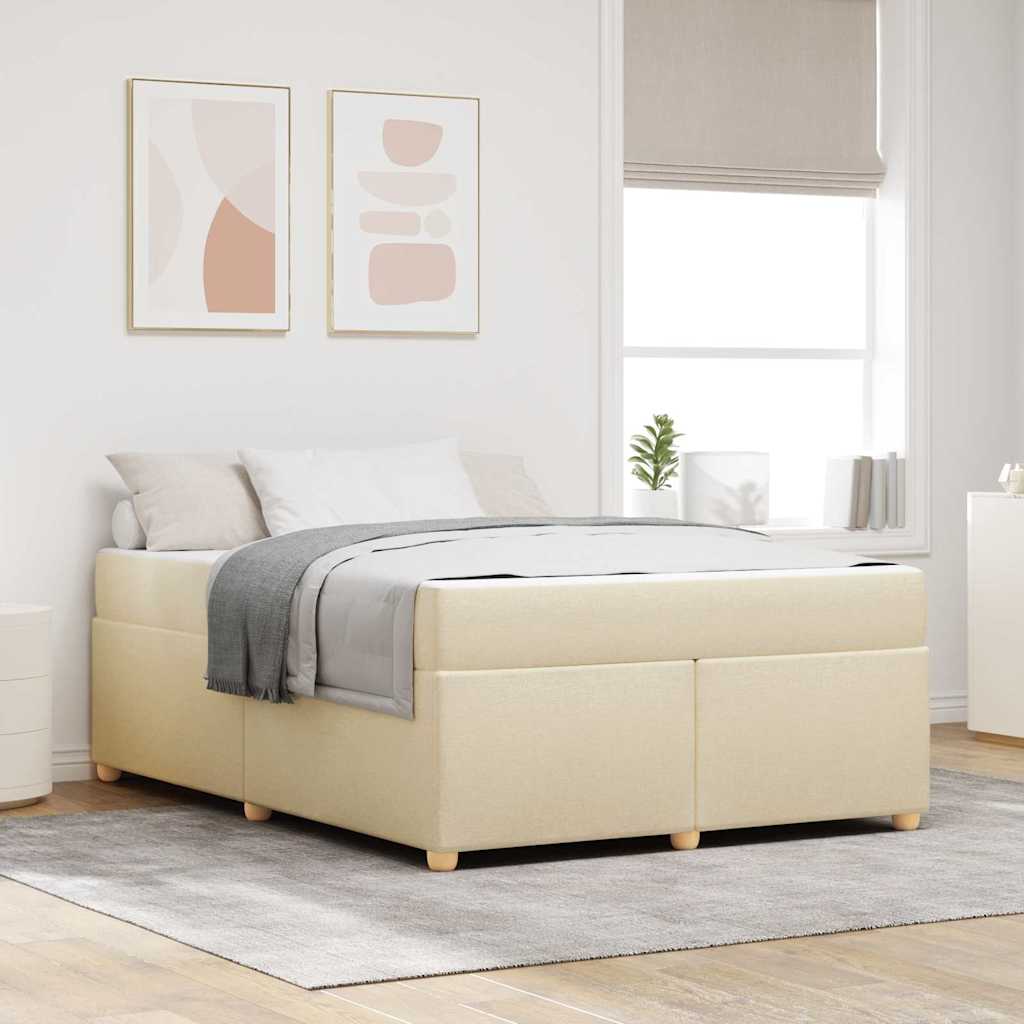 vidaXL Ramka łóżka z materacem Kremowy 160 x 200 cm tkanina