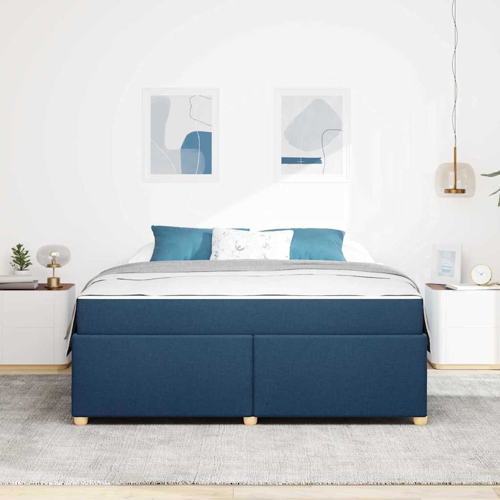 vidaXL Ramka łóżka z materacem Niebieski 180 x 200 cm tkanina