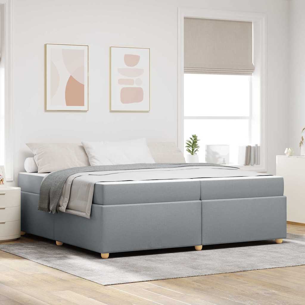 vidaXL Ramka łóżka z materacem Jasnoszary 200 x 200 cm tkanina