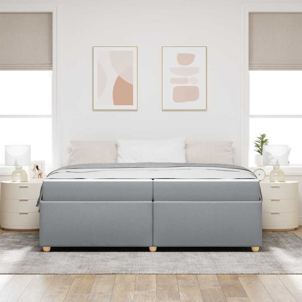 vidaXL Ramka łóżka z materacem Jasnoszary 200 x 200 cm tkanina