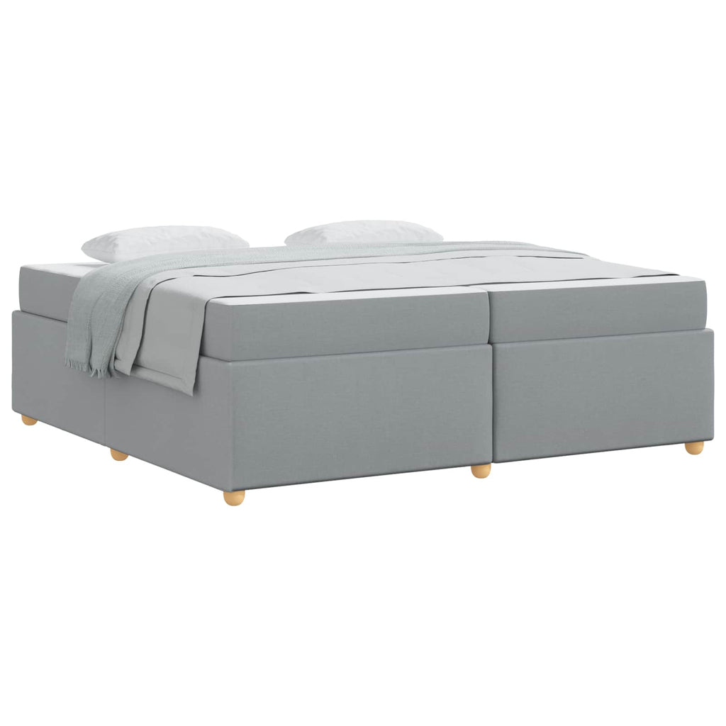 vidaXL Ramka łóżka z materacem Jasnoszary 200 x 200 cm tkanina