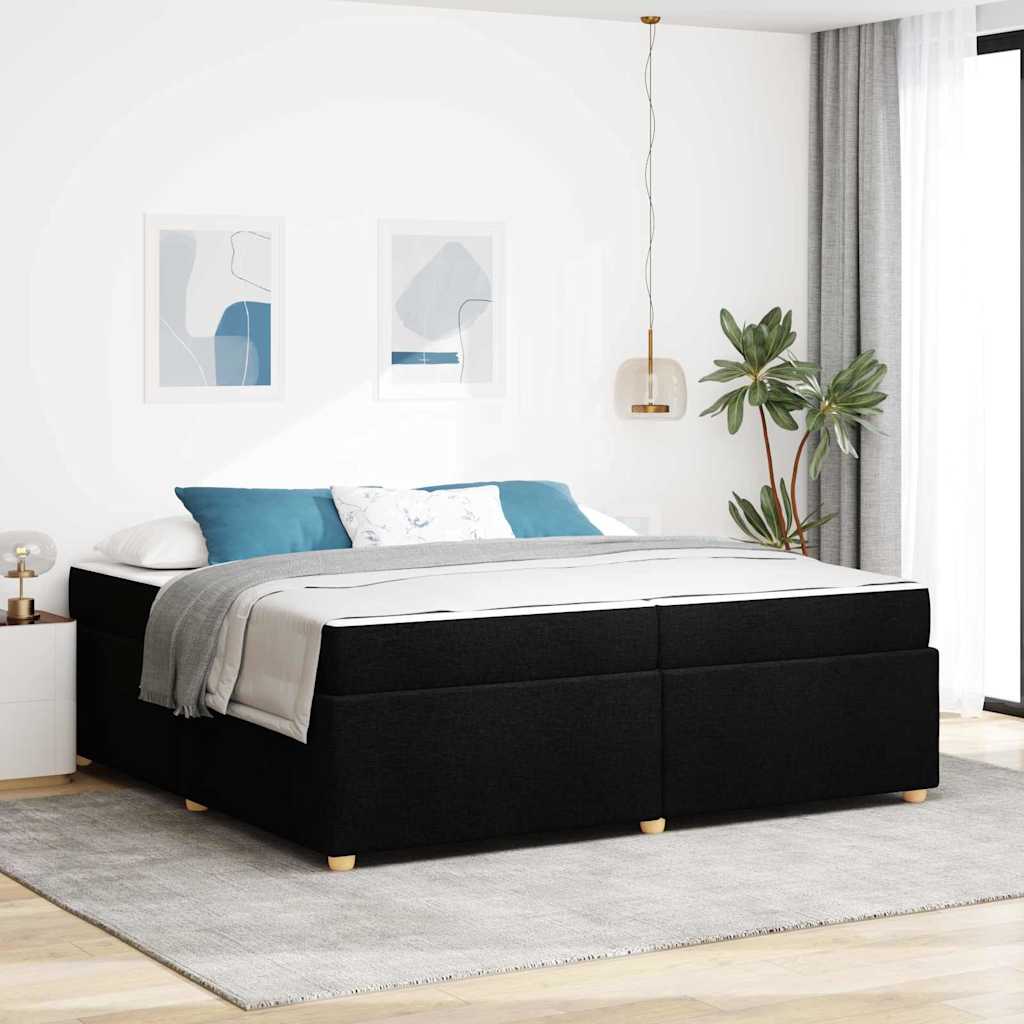 vidaXL Ramka łóżka z materacem Czarny 200 x 200 cm tkanina