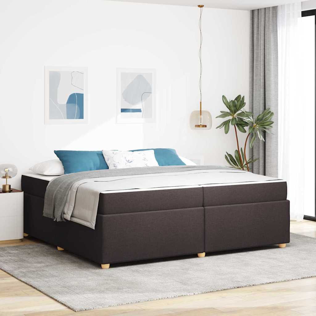 vidaXL Ramka łóżka z materacem Ciemny brąz 200 x 200 cm tkanina