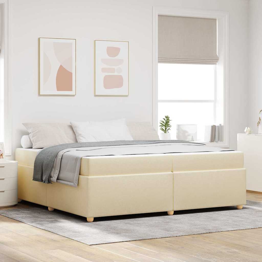 vidaXL Ramka łóżka z materacem Kremowy 200 x 200 cm tkanina