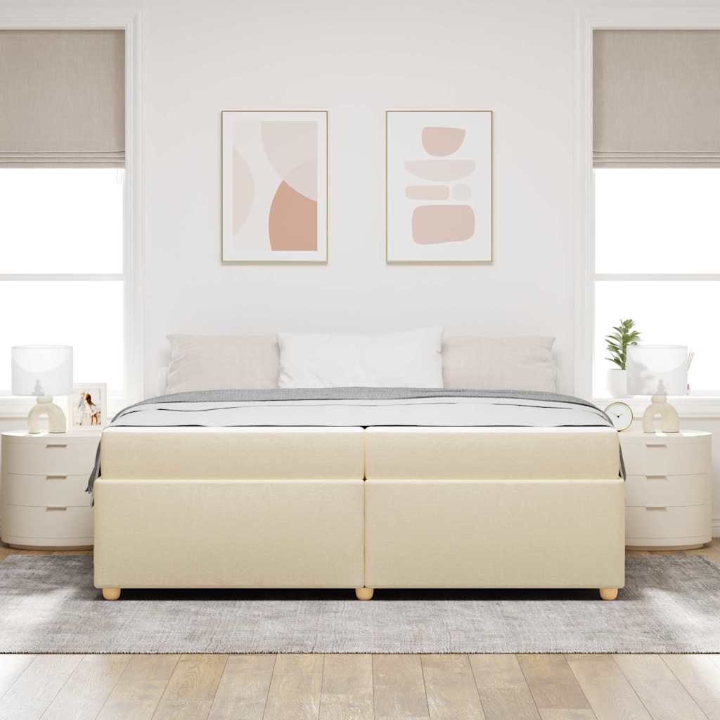 vidaXL Ramka łóżka z materacem Kremowy 200 x 200 cm tkanina