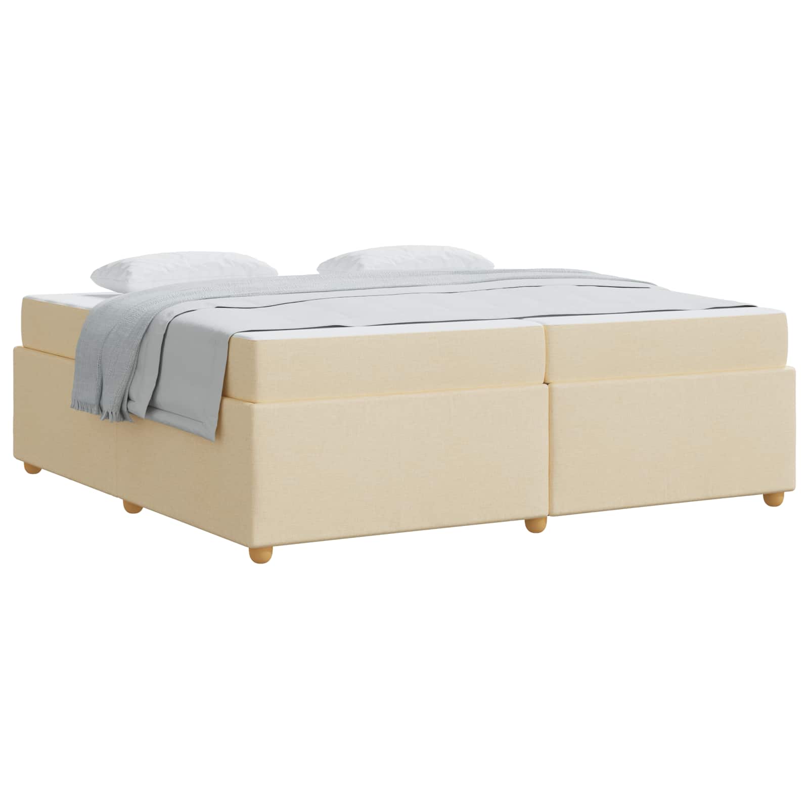 vidaXL Ramka łóżka z materacem Kremowy 200 x 200 cm tkanina