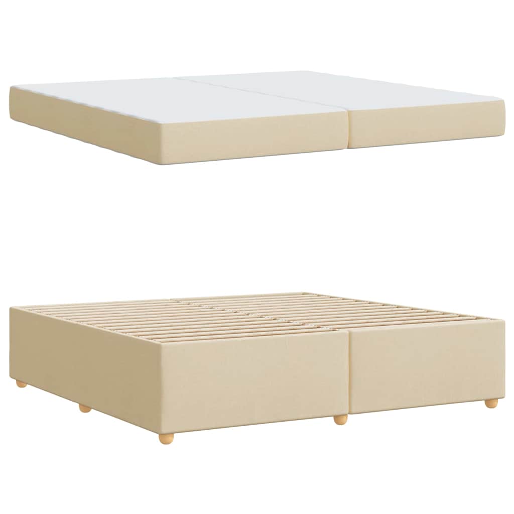 vidaXL Ramka łóżka z materacem Kremowy 200 x 200 cm tkanina