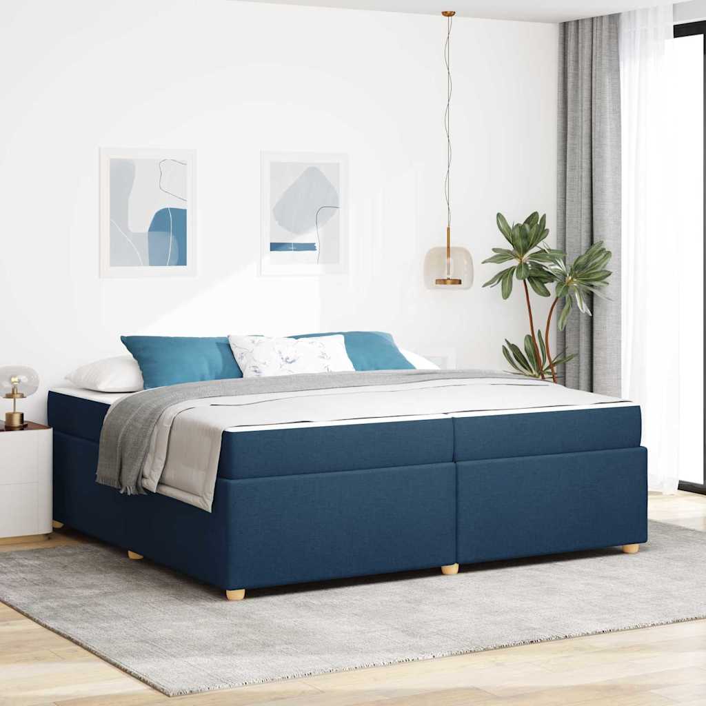 vidaXL Ramka łóżka z materacem Niebieski 200 x 200 cm tkanina