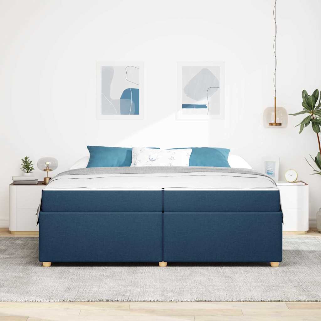 vidaXL Ramka łóżka z materacem Niebieski 200 x 200 cm tkanina